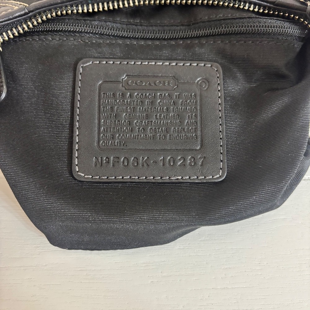 Coach Hampton Signature Mini Shoulder Bag Black Leather Snakeskin Baguette 10287 - Picture 3 of 10
